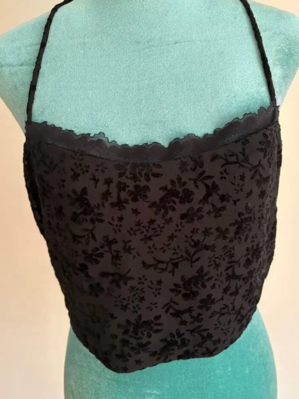 NWT Princess Polly Burnout Velour Halter Crop Top
